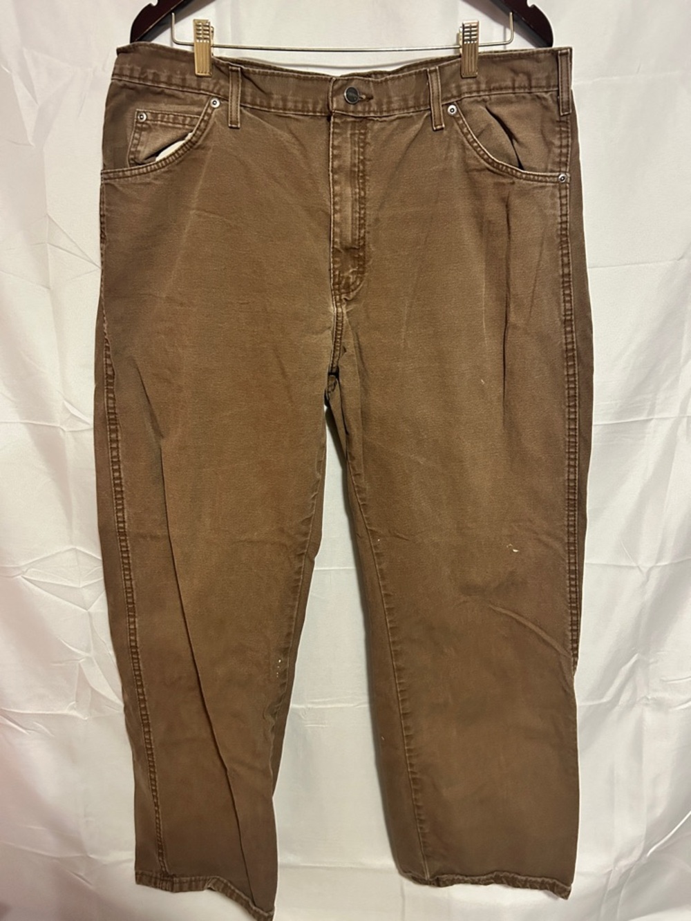 Wrangler Relaxed Fit Work Pants‎ Brown 38x30 Carpenter Workwear Distressed